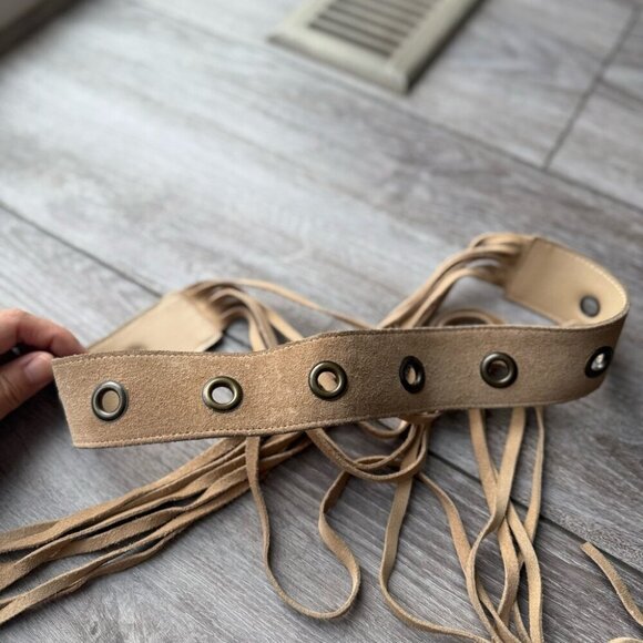 Laura Petite Tie Up Fringe Suede Leather Belt Boho Tie Up Belt Made in Canada